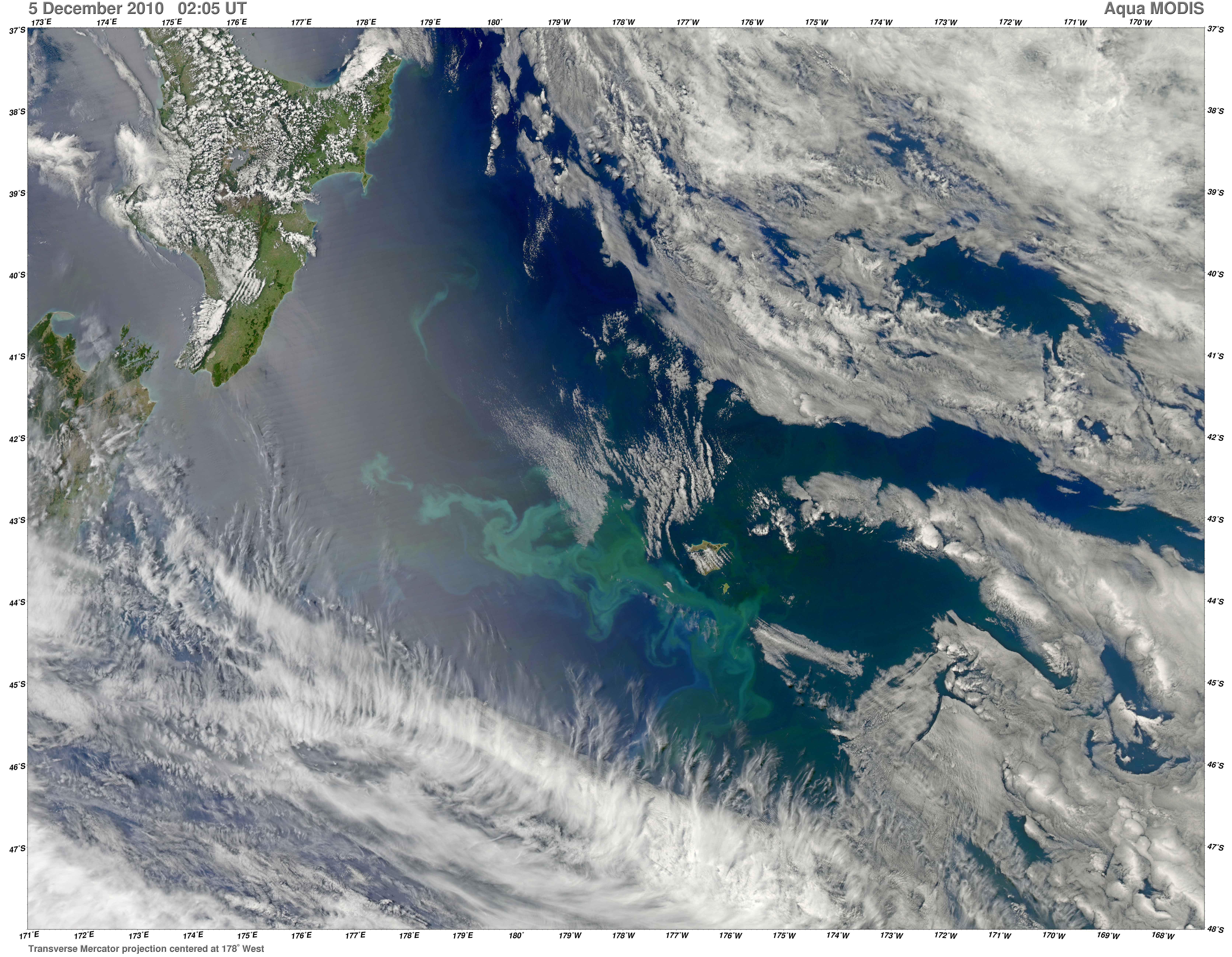 Bloom around the Chatham Islands, New Zealand - related image preview