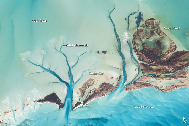 Tidal Flats and Channels, Long Island, Bahamas