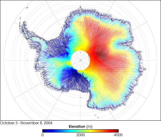 Antarctica’s Land and Ice Elevation