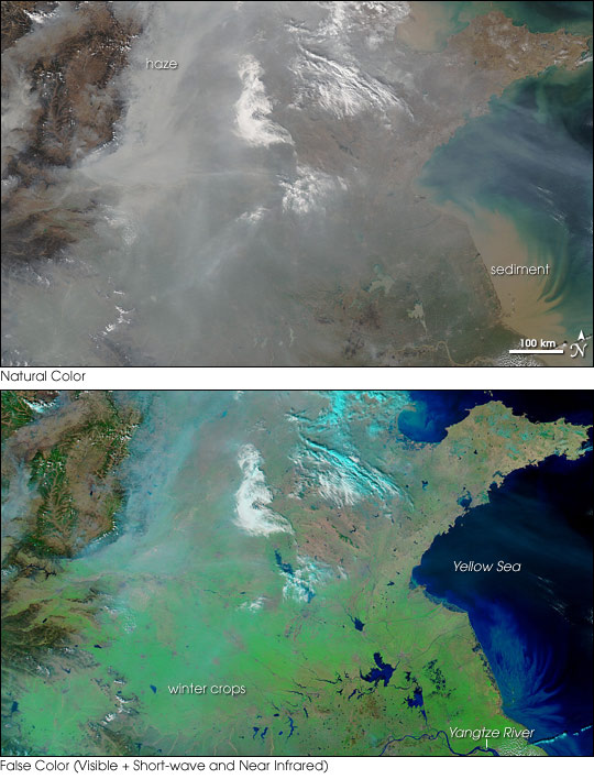 Haze Shadows Winter Crops in China