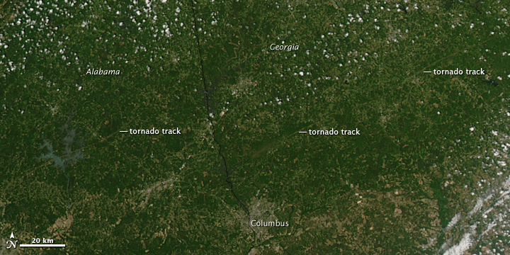 Tornado Tracks in Alabama and Georgia