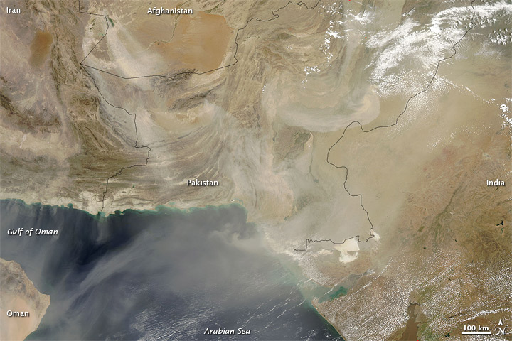 Dust over Southwestern Asia and the Arabian Sea