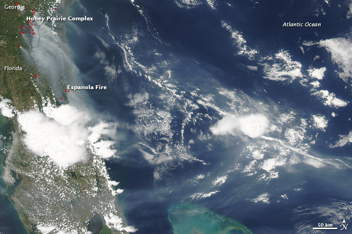 Smoke over the Atlantic Ocean