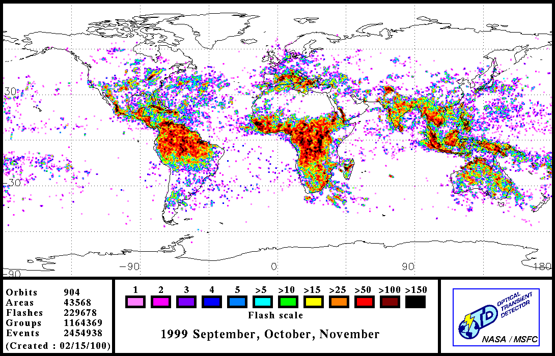 Global Lightning Distribution During Autumn 1999 - related image preview