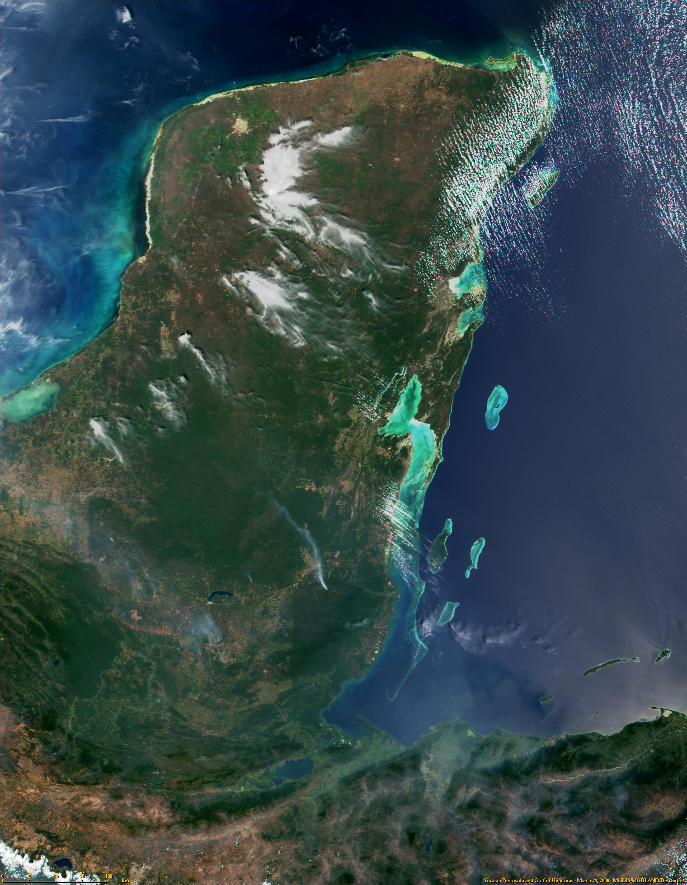 Yucatan Peninsula and Gulf of Honduras from MODIS - related image preview