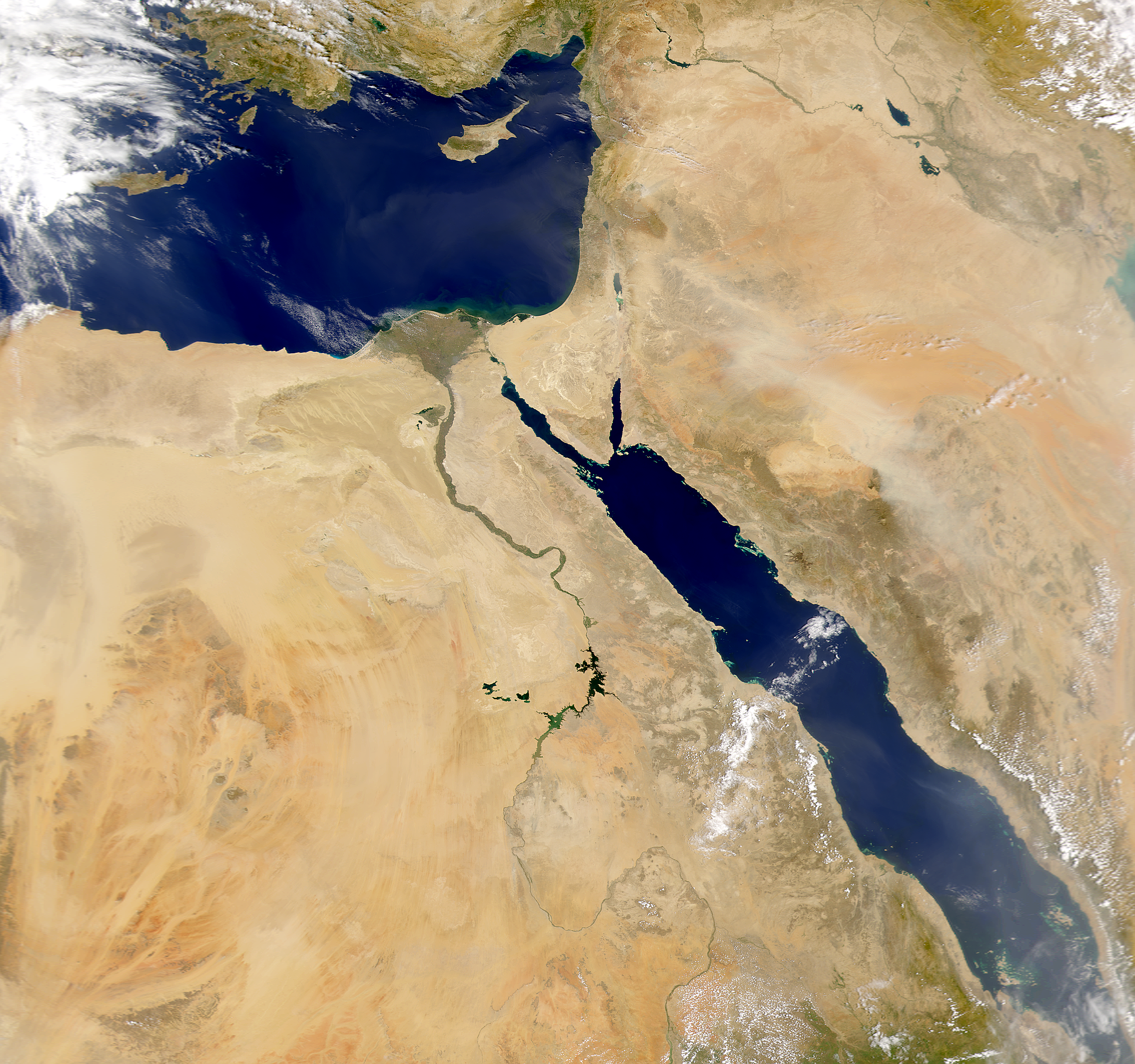 NASA Visible Earth: SeaWiFS: Nile River and Saudi Dust Storm