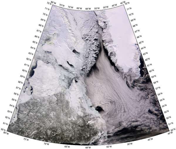SeaWiFS: Clouds and Ice Between Canada and Greenland - related image preview