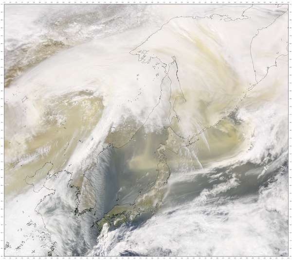 SeaWiFS:  Dust Blowing out of China - related image preview