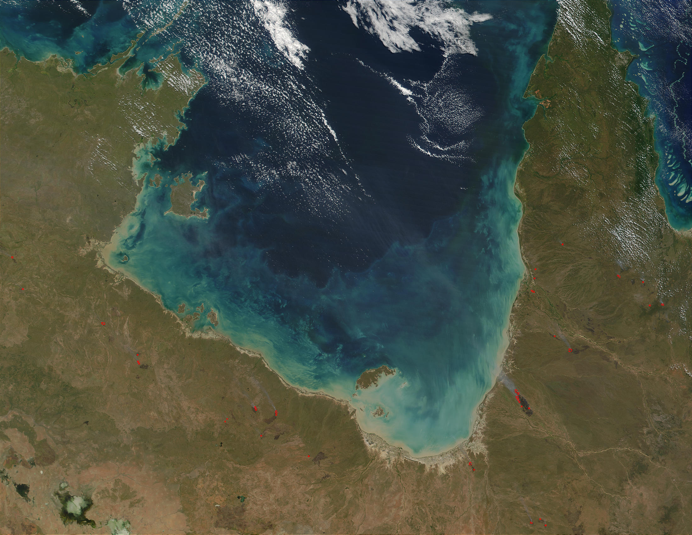 Fires along the coast of Gulf of Carpentaria, Northern Australia - related image preview
