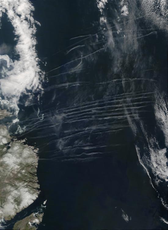 Contrails off the coast of Newfoundland - related image preview