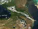 Caucasus mountains, Black Sea, and Caspian Sea - selected image