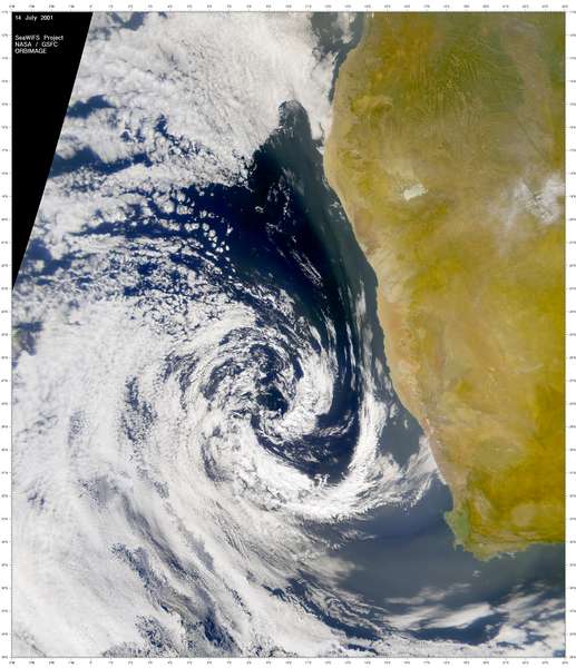 SeaWiFS: Southern African Low Pressure System Moves Dust - related image preview