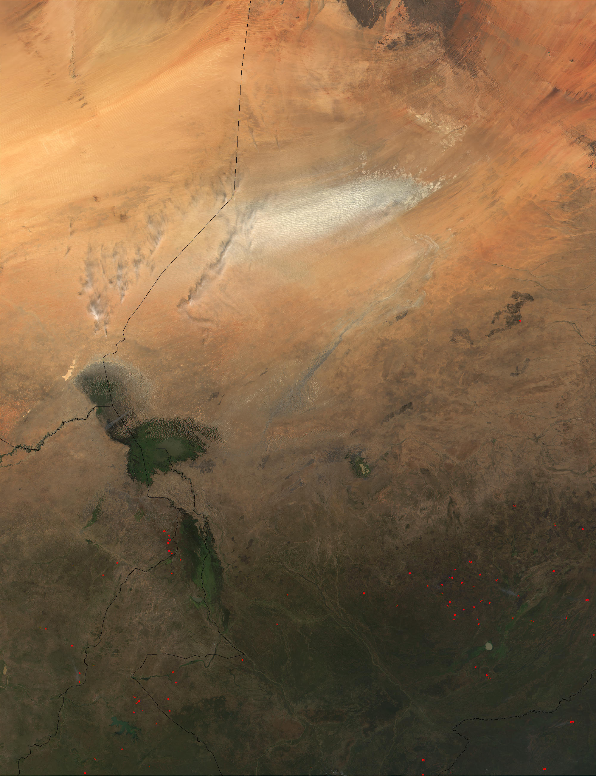Dust storm and fires in Chad - related image preview