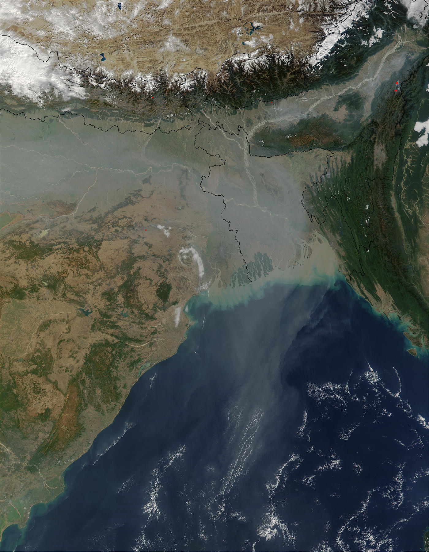 Aerosol pollution over Northern India, Bangladesh, and Bay of Bengal - related image preview