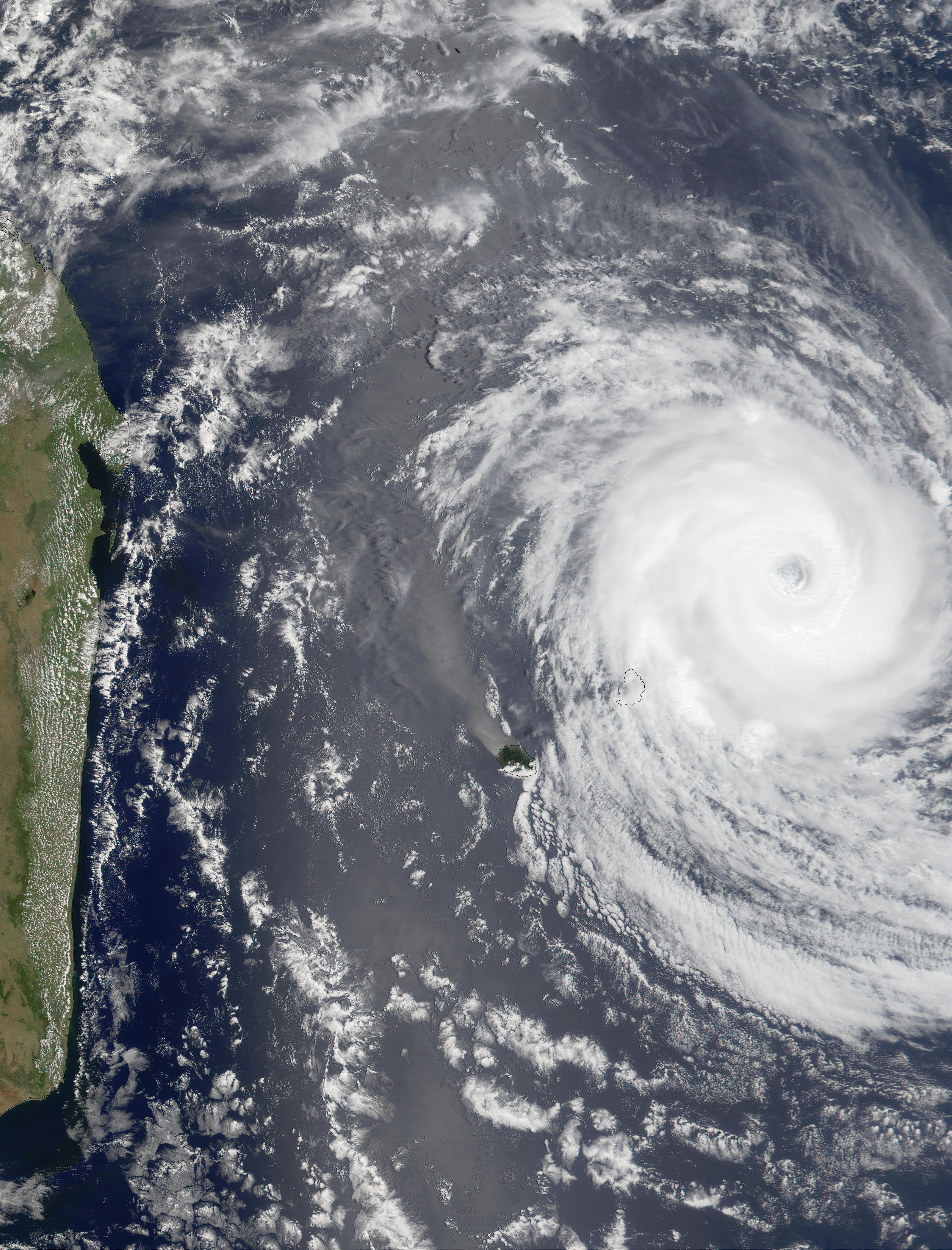 Tropical Cyclone Dina (10S) northeast of Mauritius and Reunion Islands, Indian Ocean - related image preview