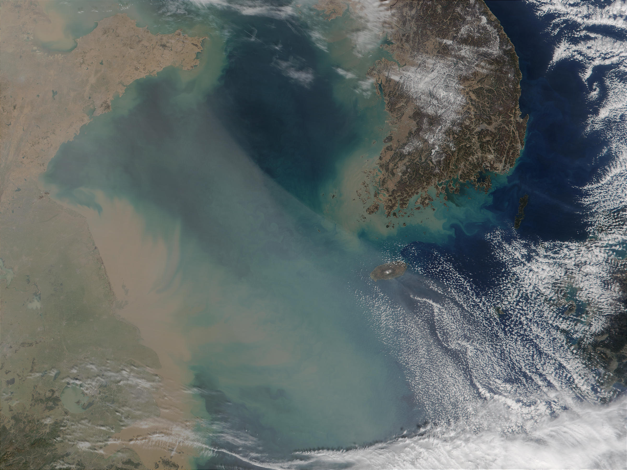 NASA Visible Earth Dust over the Yellow Sea  China and Korea