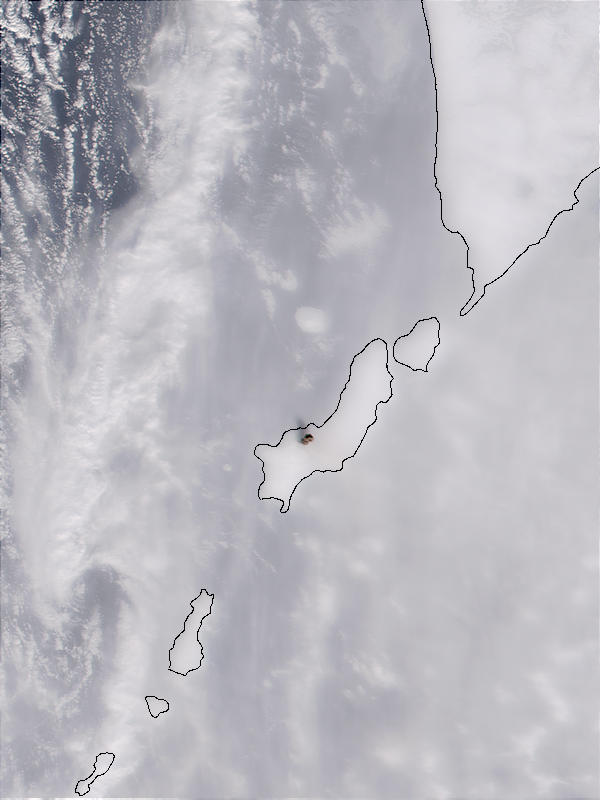 Ash plume rising from Chikurachki Volcano, Kuril Islands, Russia - related image preview