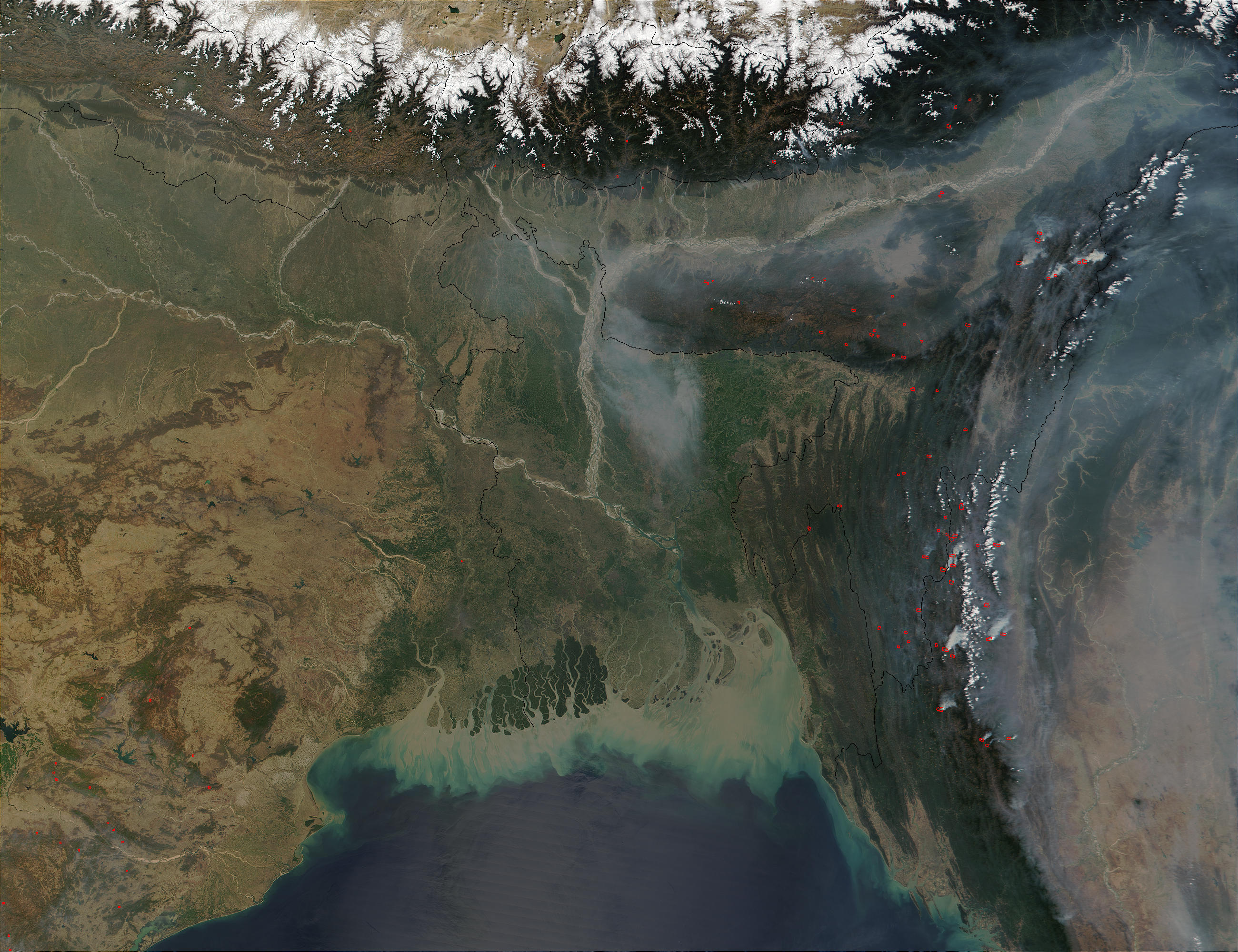 Fires and smoke in Myanmar and Northeast India - related image preview
