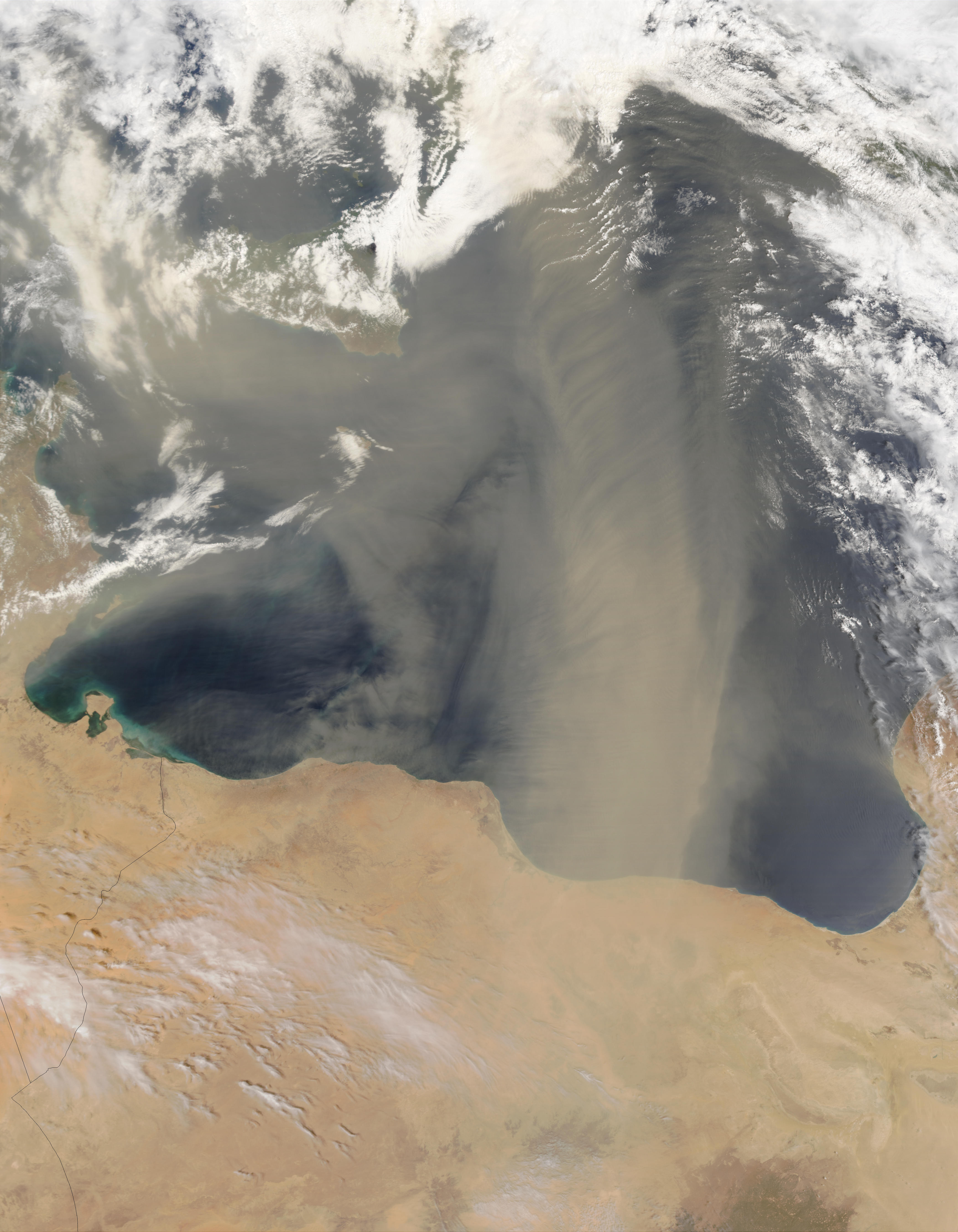 Saharan dust off Lybia over the Mediterranean Sea - related image preview