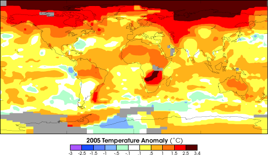 Global Surface Temperatures in 2005