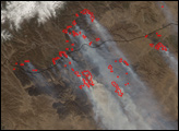 Fires Along the Border of Mongolia and Russia
