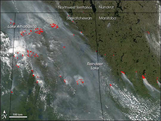 Fires in Central Canada