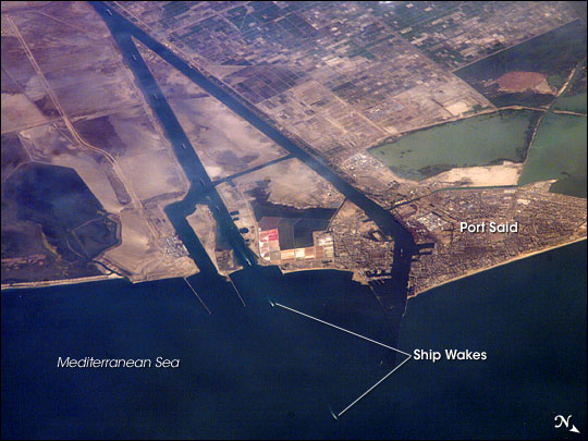 Ship Traffic on the Suez Canal, Egypt