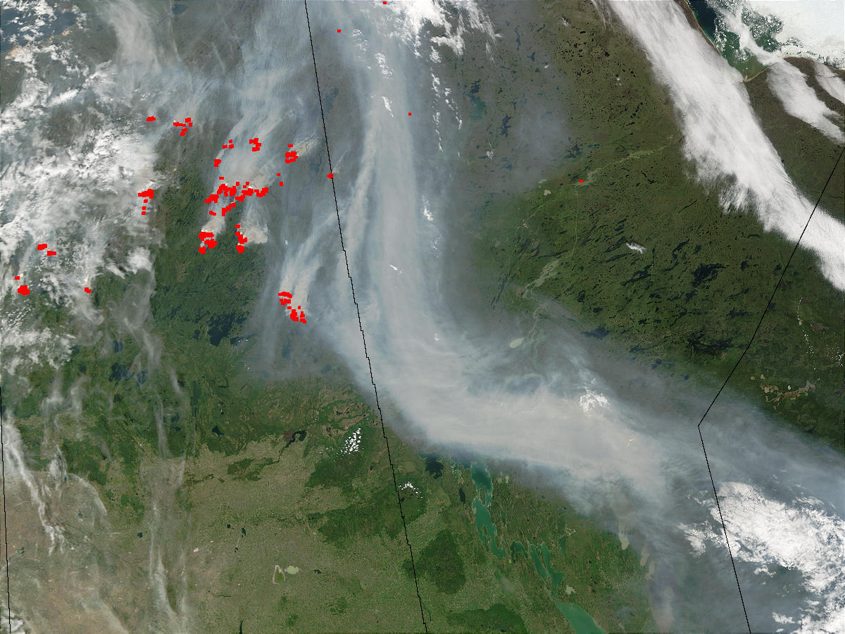 Wildfires and smoke in Saskatchewan and Manitoba, Canada - related image preview