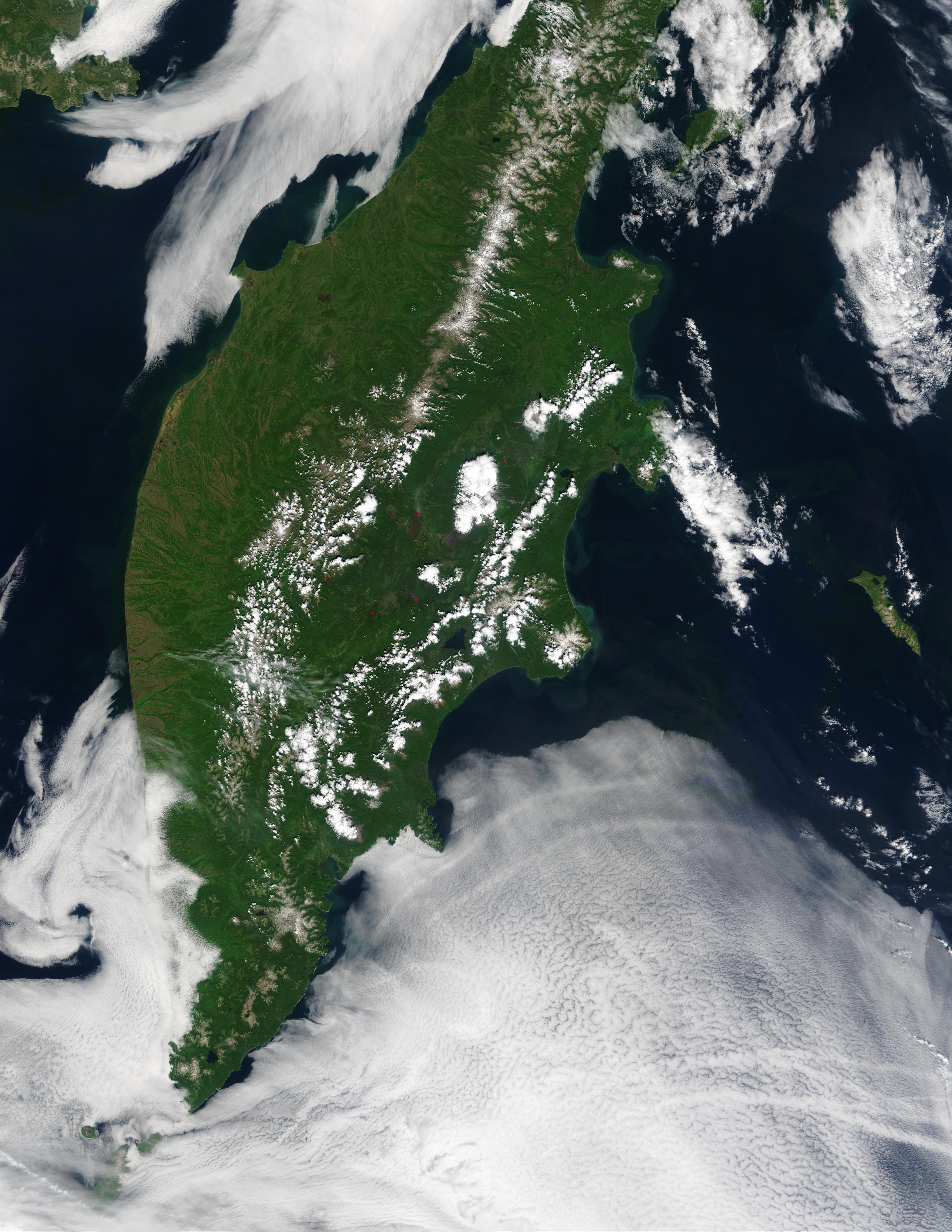Полуостров Камчатка космический снимок