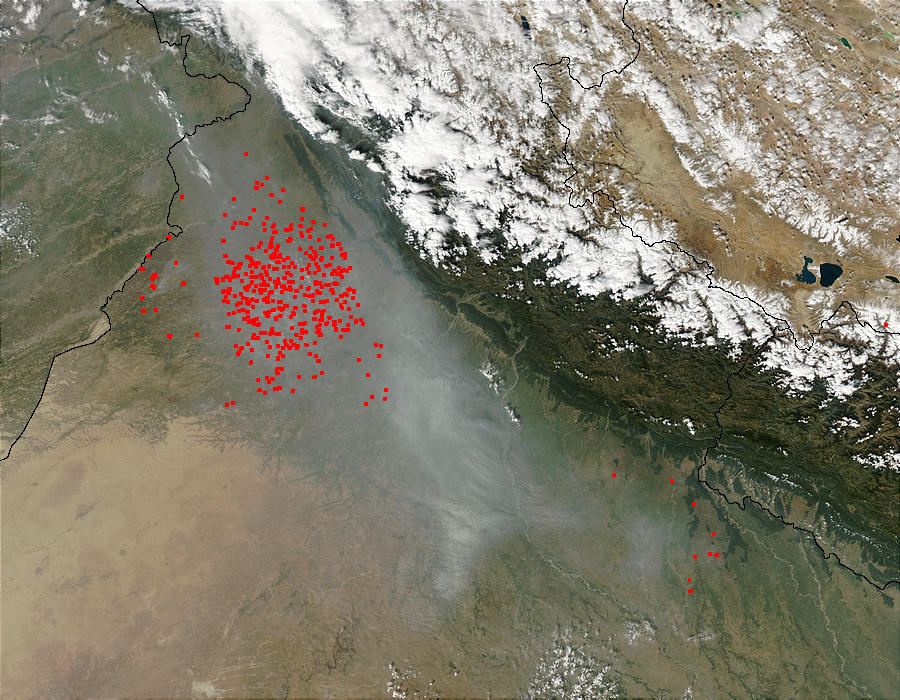 Fires and smoke in Northwest India - related image preview