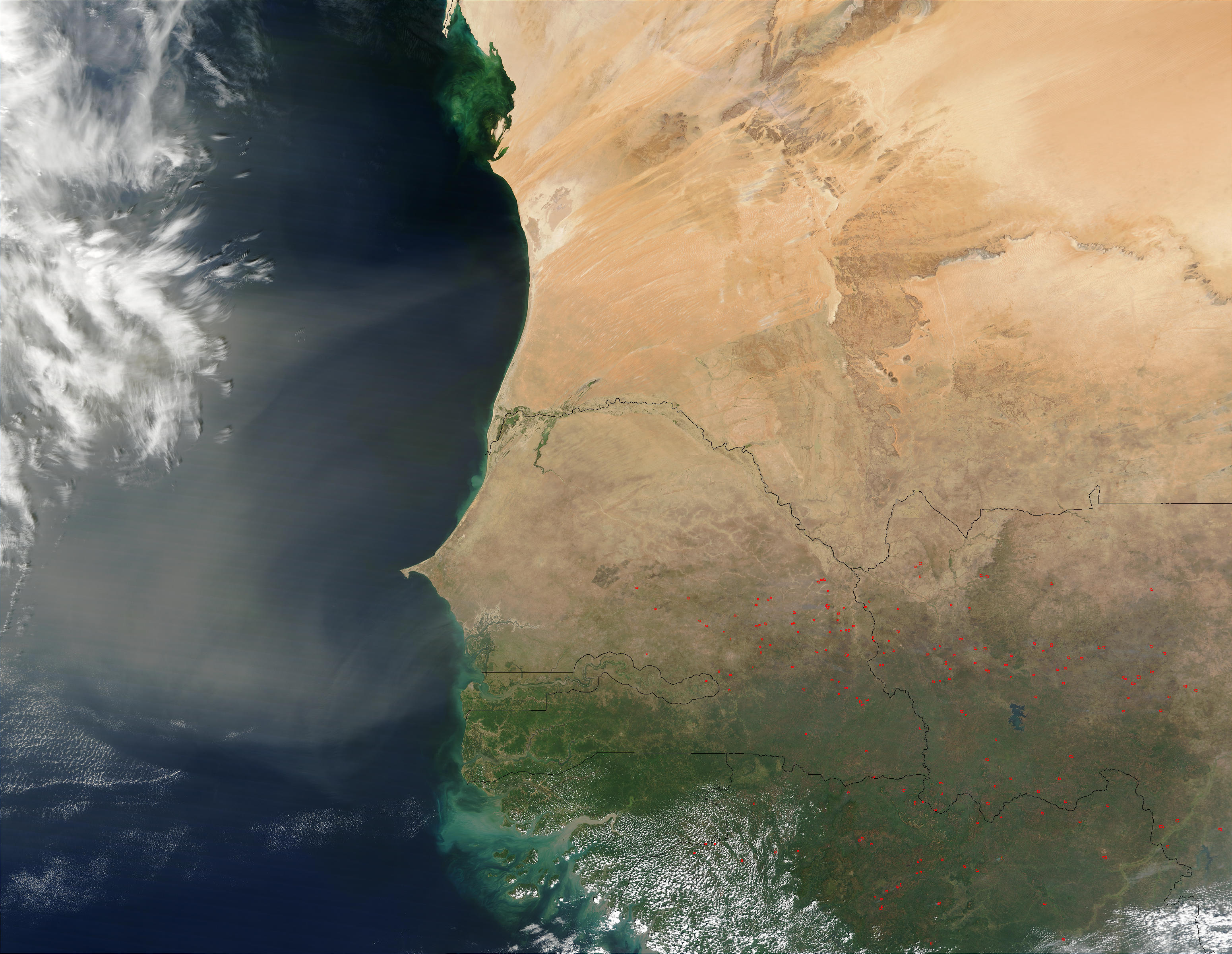 Fires and Saharan dust in Western Africa - related image preview