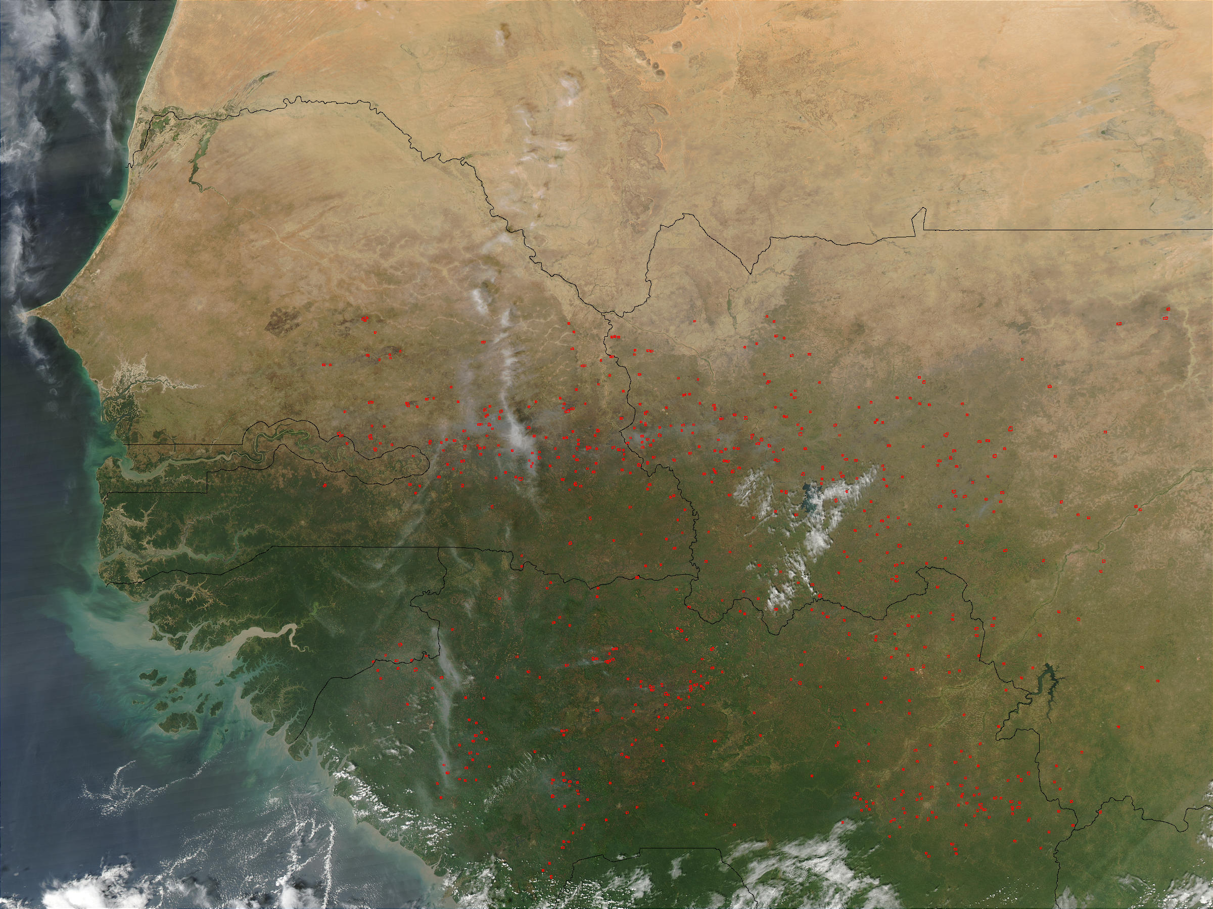 Fires in Western Africa (afternoon overpass) - related image preview