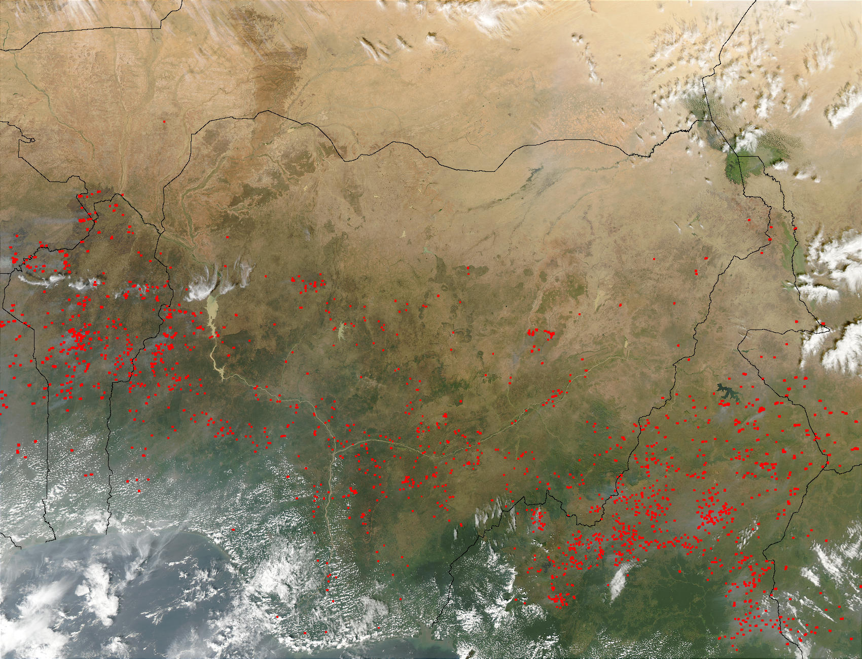 Fires in Central Africa (afternoon overpass) - related image preview
