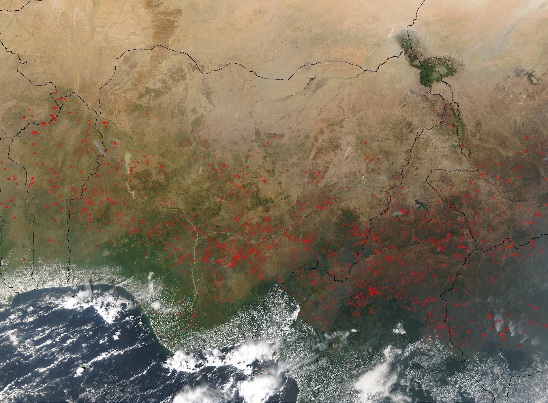 Fires in Central Africa (morning overpass) - related image preview
