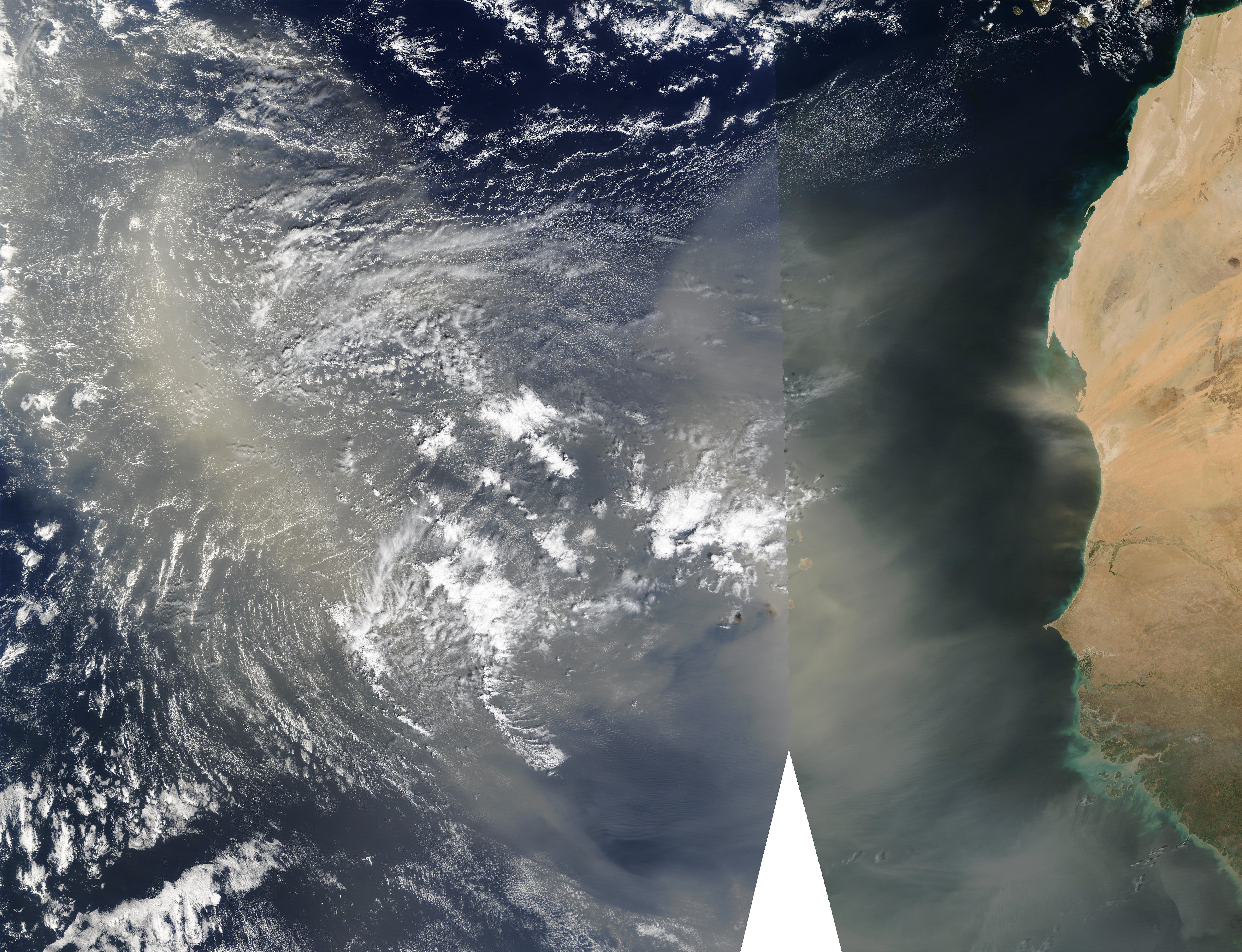 Saharan dust off West Africa (Terra and Aqua combination) - related image preview
