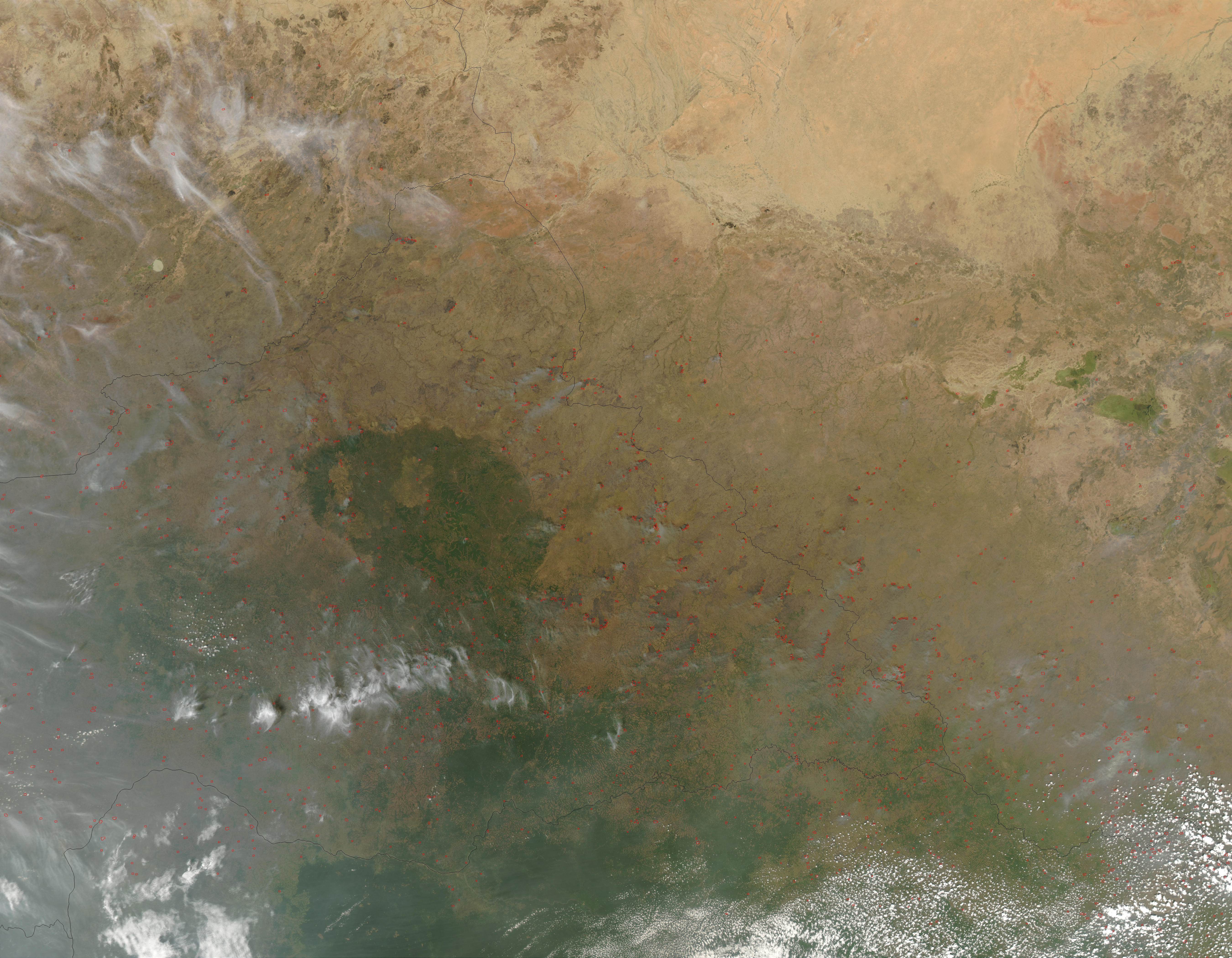 Fires in Central Africa (afternoon overpass) - related image preview