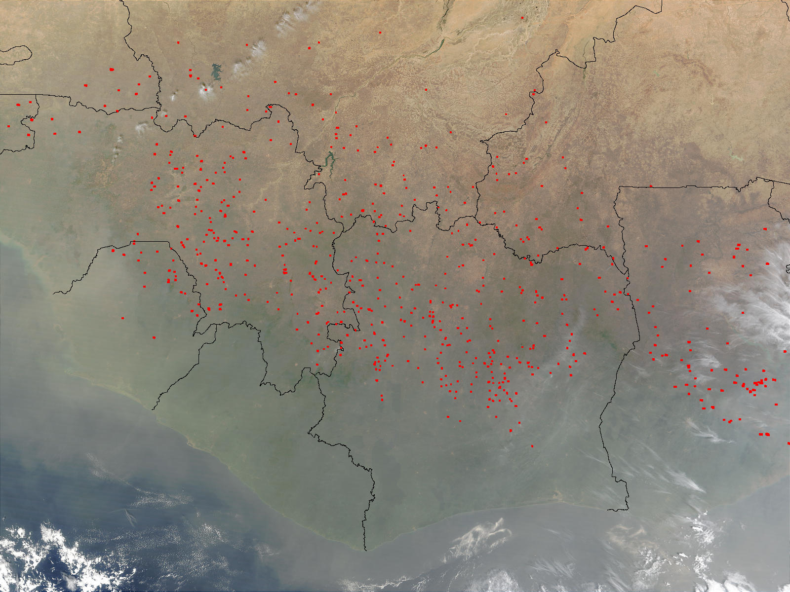 Fires, Saharan dust, and smoke in West Africa - related image preview