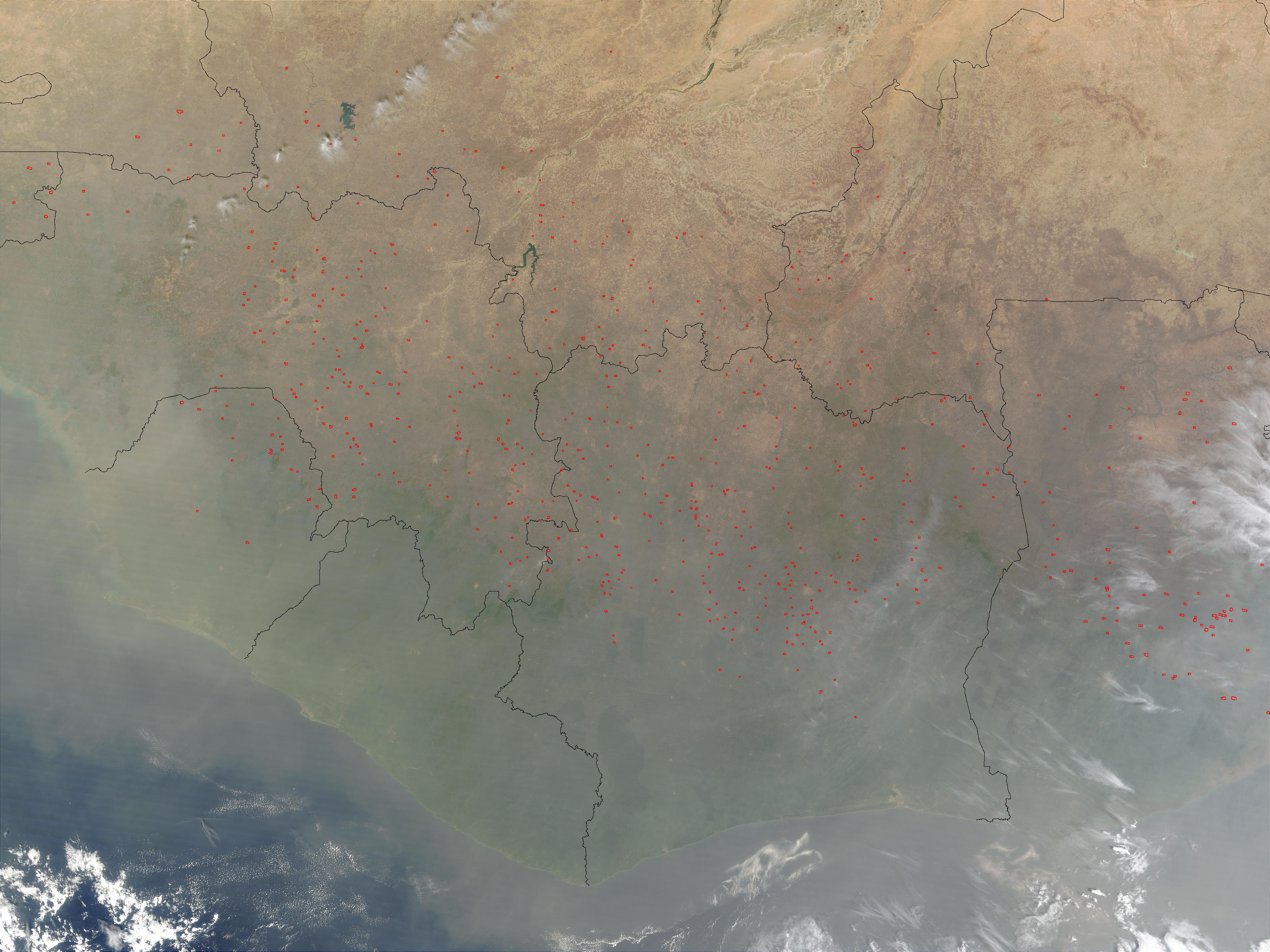 Fires, Saharan dust, and smoke in West Africa - related image preview