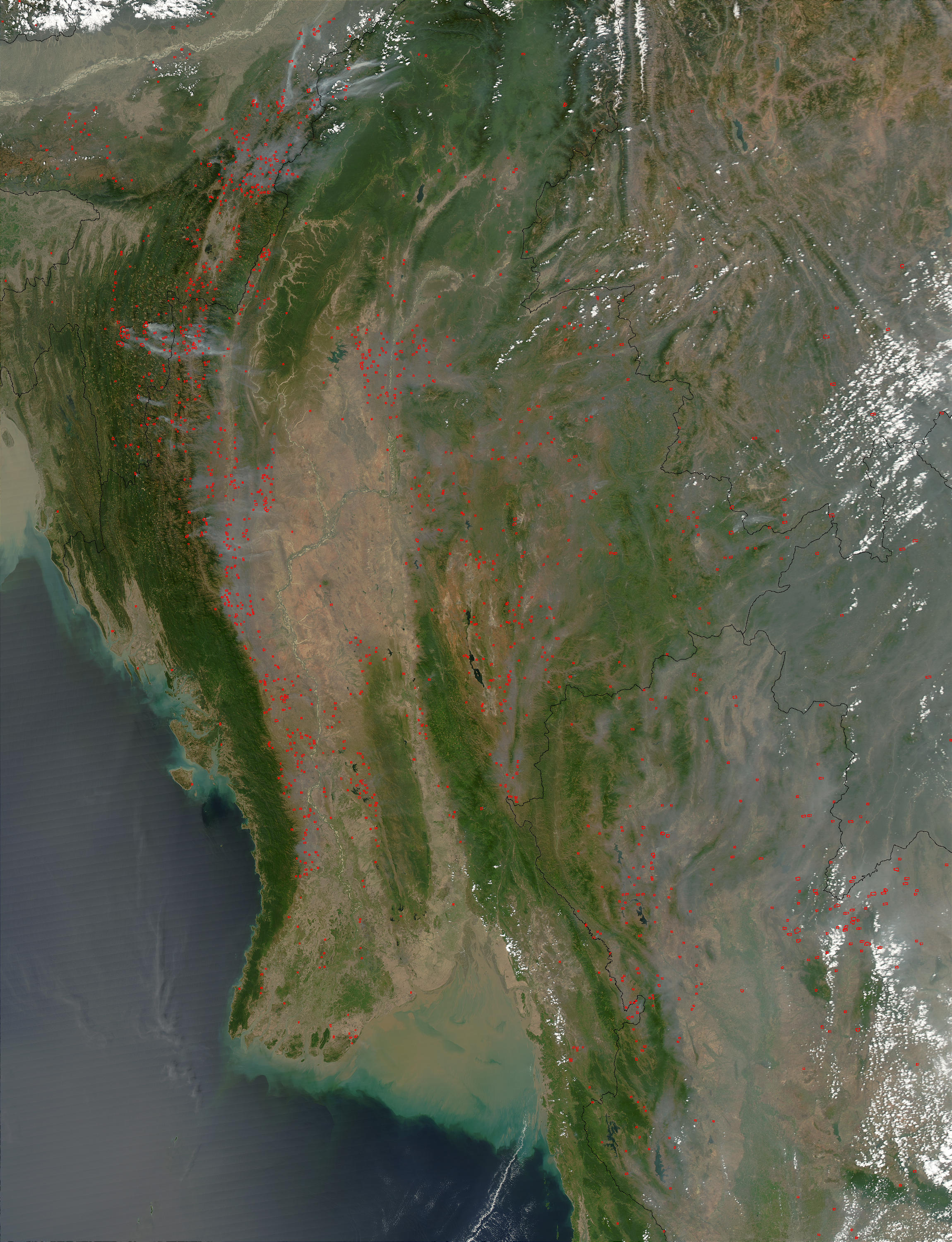 Fires in Southeast Asia (afternoon overpass) - related image preview