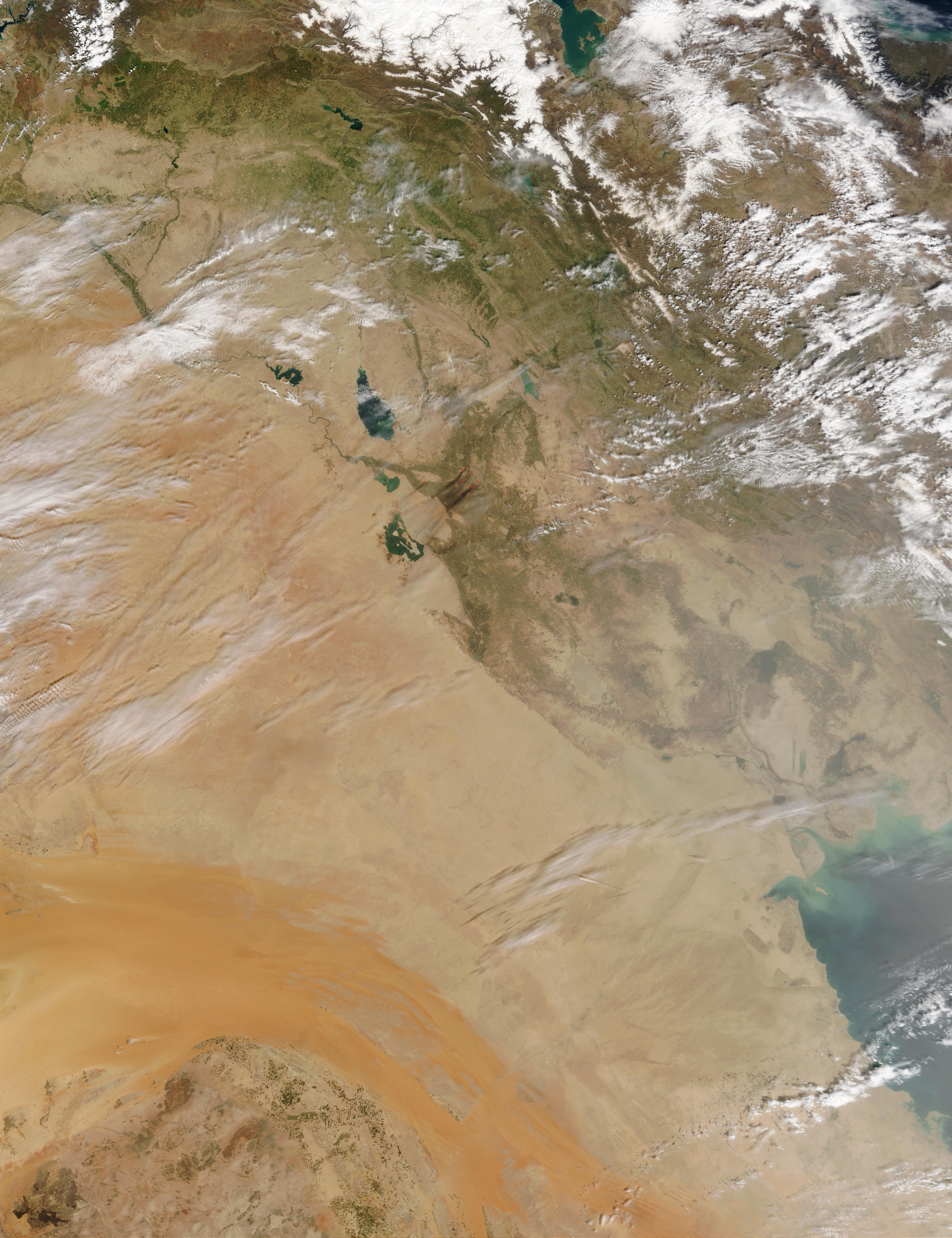 Oil fires and dust in the Middle East - related image preview