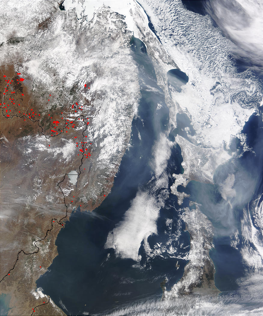 Fires in Asia and Smoke over the Pacific Ocean - related image preview