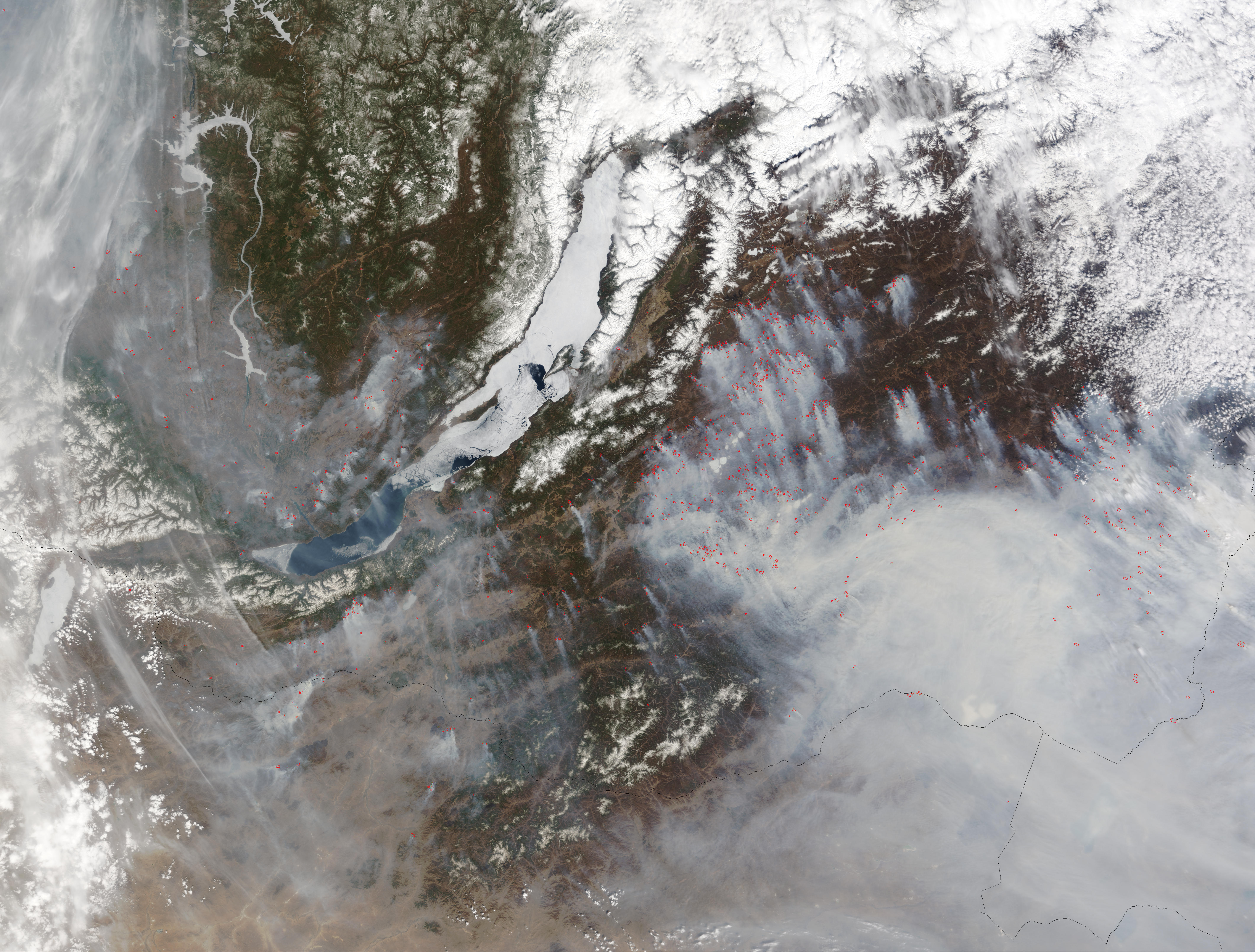 Fires and smoke around Lake Baikal, Russia - related image preview