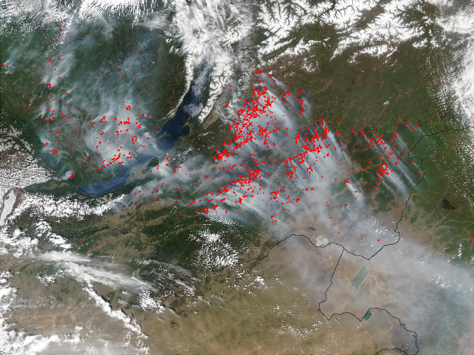 Fires and smoke around Lake Baikal, Russia - related image preview