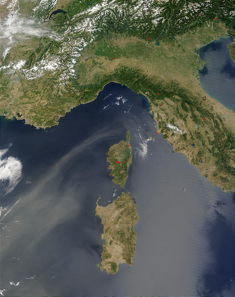Saharan dust off Corsica and Sardinia - related image preview