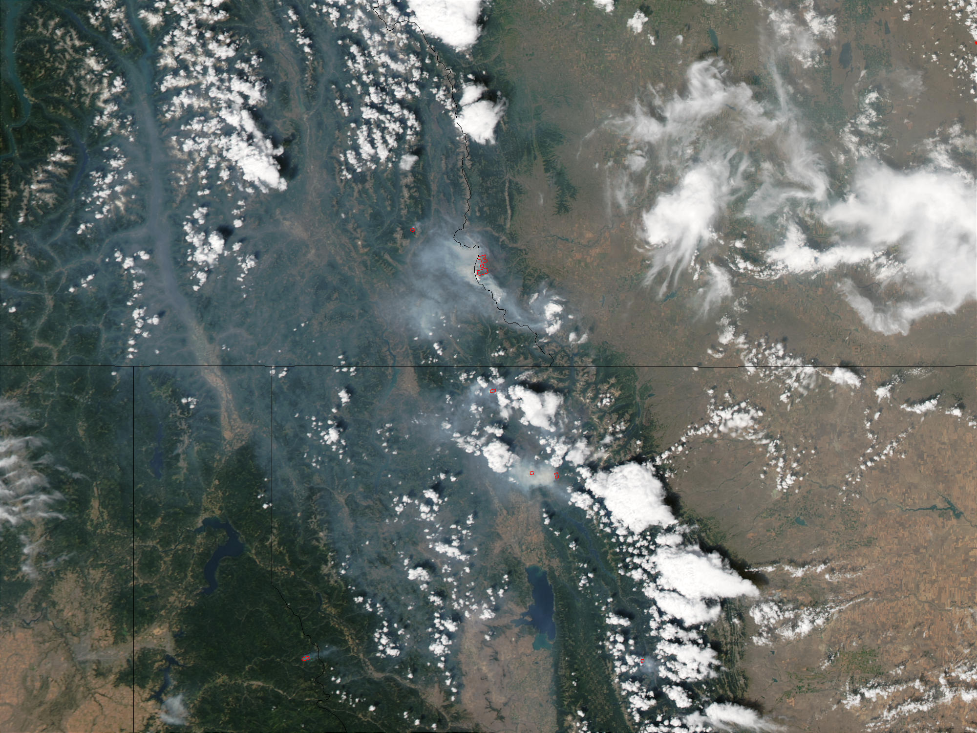 Fires in Montana and Alberta (afternoon overpass) - related image preview