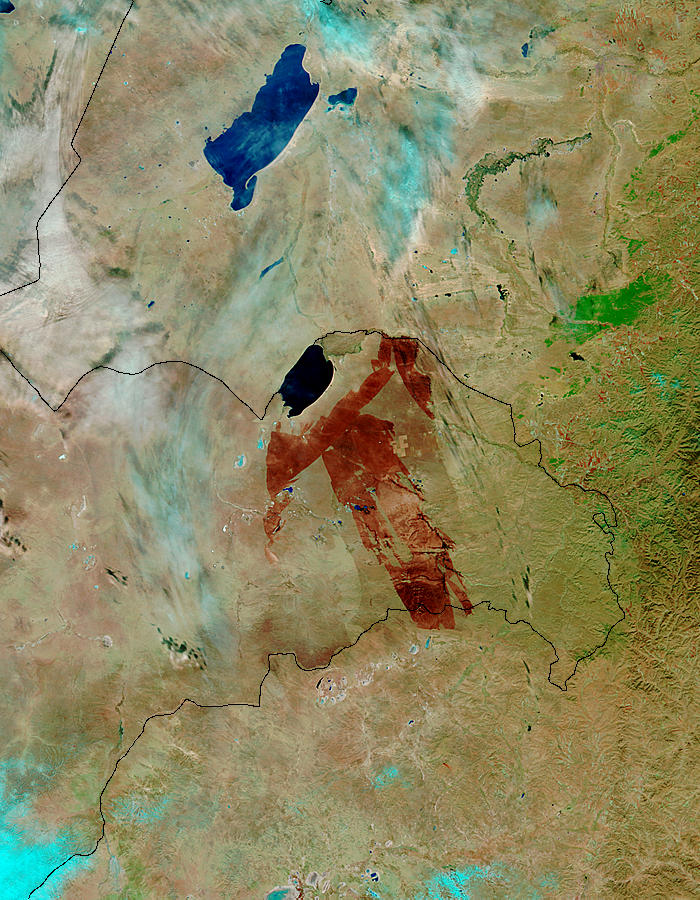 Burn scar in eastern Mongolia (false color) - related image preview