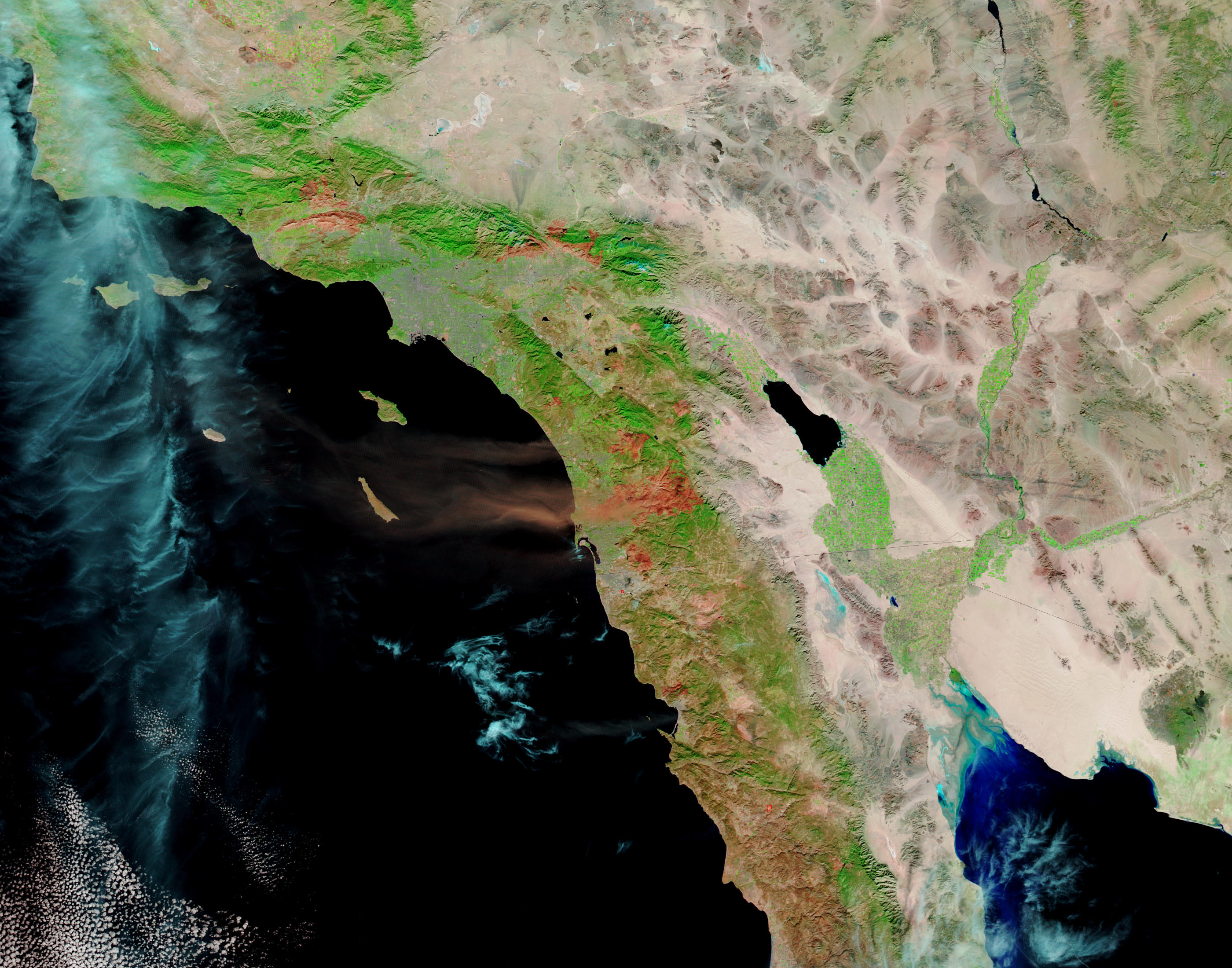 Dust and ash plumes off California - related image preview