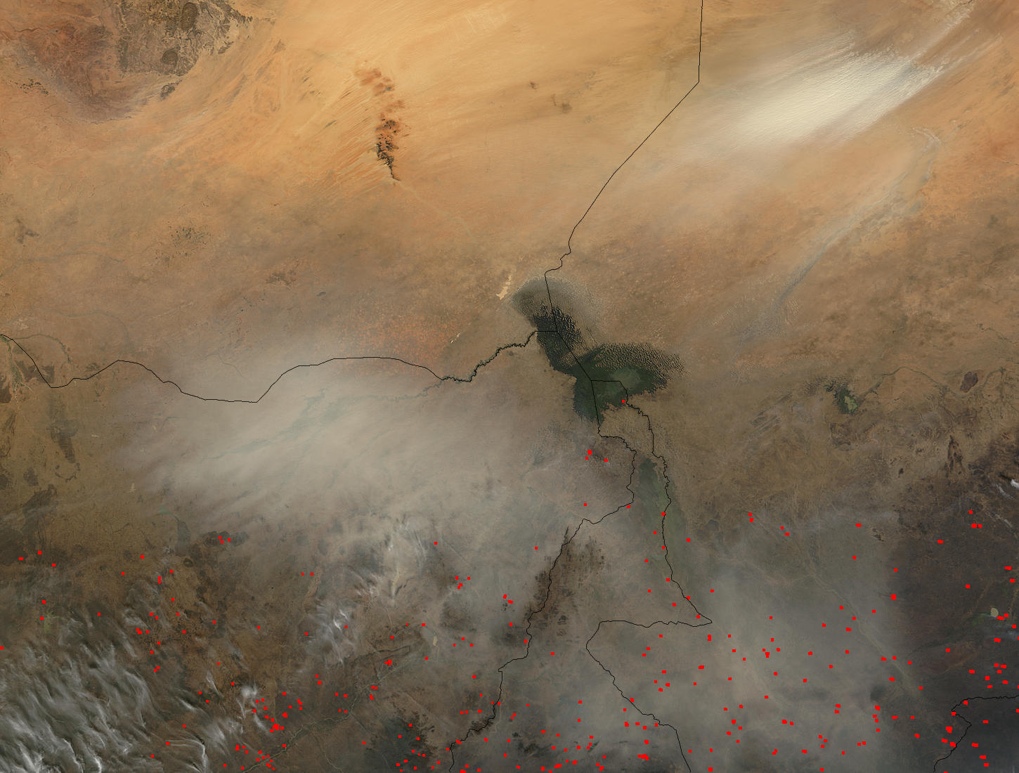 Dust storms in central Africa