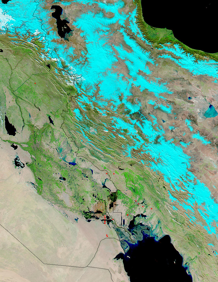 Snow in Iran, floods in Iraq (false color) - related image preview