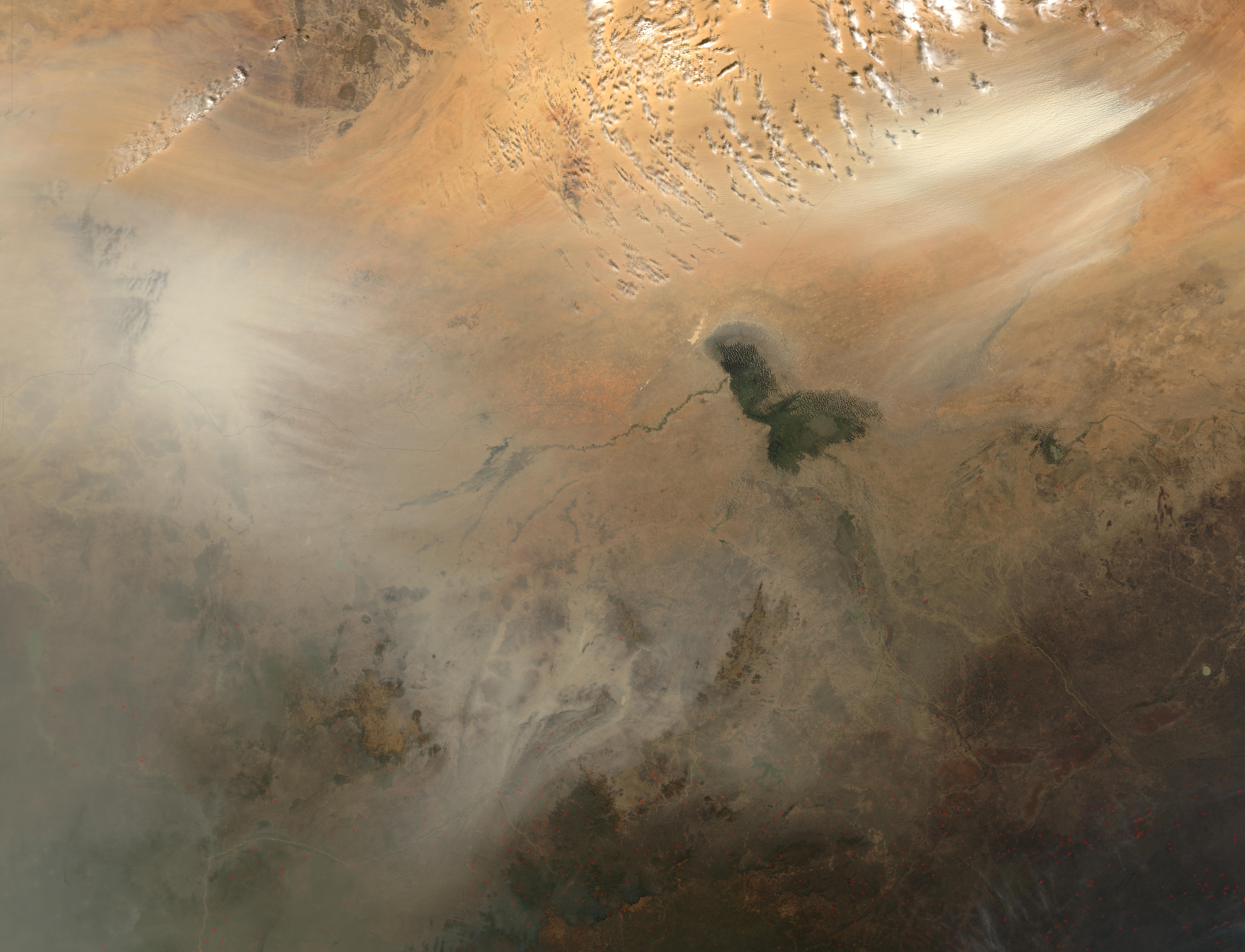 Dust storm in Bodele Depression, Chad (morning overpass) - related image preview